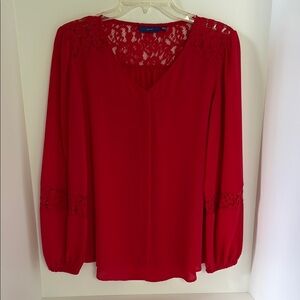 Elegant Red Lace Women's Blouse  Size S